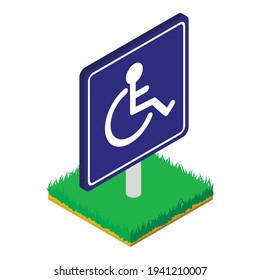 Handicap sign icon. Isometric illustration of handicap sign vector icon for web