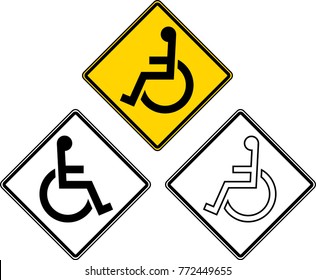 Handicap Signage Design, Disabled Vector Art Illustration