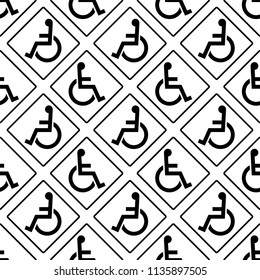 Handicap Signage Seamless Pattern, Disabled Vector Art Illustration