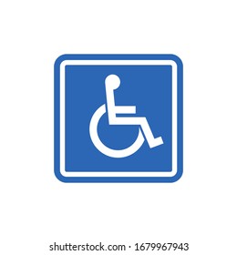 Handicap signage vector wc invalid icon. Disable toilet access wheelchair sign design.