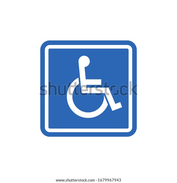 Handicap signage vector wc invalid icon.\
Disable toilet access wheelchair sign\
design.