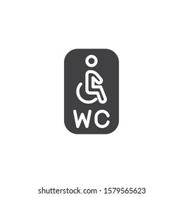 Handicap toilet sign vector icon. filled flat sign for mobile concept and web design. Disabled restroom glyph icon. Symbol, logo illustration. Vector graphics