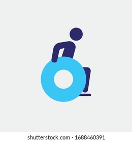 handicap vector icon disabled on wheelchair icon