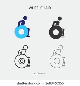 handicap vector icons ste disabled on wheelchair icon color solid gray stroke line