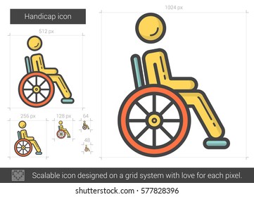 Handicap vector line icon isolated on white background. Handicap line icon for infographic, website or app. Scalable icon designed on a grid system.