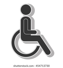 Handicap wheelchair disability , isolated flat icon with black and white colors.