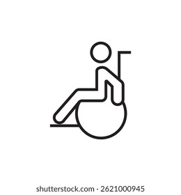 Ícone de cadeira de rodas handicap contorno editável traçado vetor eps