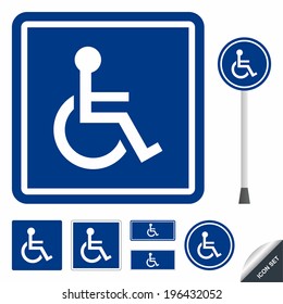 Handicap or wheelchair person icon set