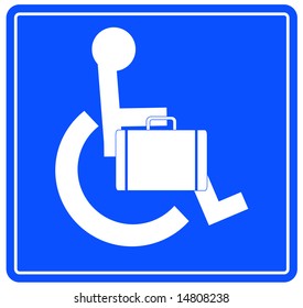 handicap or wheelchair person sign carrying briefcase