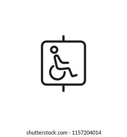 Handicap zone line icon. Special access, impairment, warning sign. Disability concept. Vector illustration can be used for topics like road sign, traffic rules, parking lot