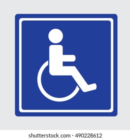 Handicaped - icon isolated on blu background. Vector art.