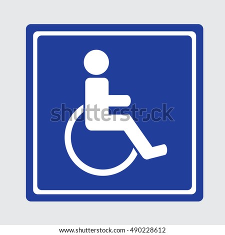 Handicaped - icon isolated on blu background. Vector art.