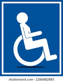 handicaped sign , disability symbol vector illustration, Wheelchair disabled handicap person parking sign, Disabled man outline vector icon, Symbol, logo illustration, Handicapped patient line icon,