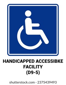 Handicapped accessible facility vector sign, Motorist Services and Recreation Signs