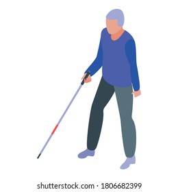 Icono de ciego con discapacidad. Isométrico del icono vectorial del hombre ciego discapacitado para el diseño web aislado en fondo blanco