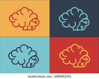 Plantilla de logotipo del cerebro adaptado, icono plano simple del cerebro, discapacidad, enfermedad
