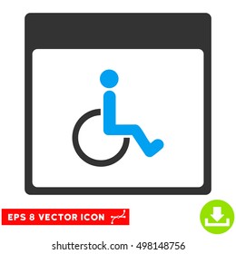Handicapped Calendar Page icon. Vector EPS illustration style is flat iconic bicolor symbol, blue and gray colors.