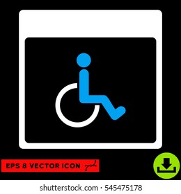 Handicapped Calendar Page icon. Vector EPS illustration style is flat iconic bicolor symbol, blue and white colors.