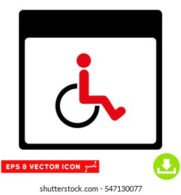 Handicapped Calendar Page icon. Vector EPS illustration style is flat iconic bicolor symbol, intensive red and black colors.