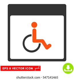 Handicapped Calendar Page icon. Vector EPS illustration style is flat iconic bicolor symbol, orange and gray colors.