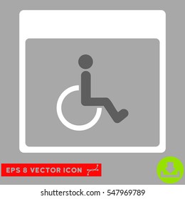Handicapped Calendar Page icon. Vector EPS illustration style is flat iconic bicolor symbol, dark gray and white colors.