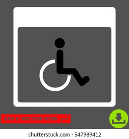 Handicapped Calendar Page icon. Vector EPS illustration style is flat iconic bicolor symbol, black and white colors.