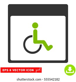 Handicapped Calendar Page icon. Vector EPS illustration style is flat iconic bicolor symbol, eco green and gray colors.
