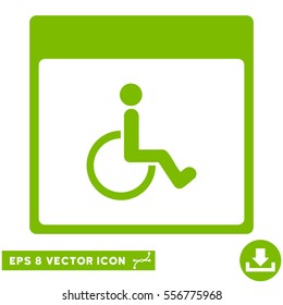 Handicapped Calendar Page icon. Vector EPS illustration style is flat iconic symbol, eco green color.