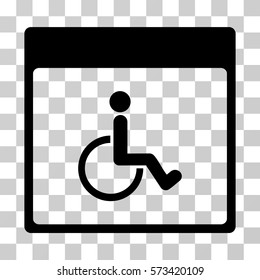 Handicapped Calendar Page icon. Vector illustration style is flat iconic symbol, black color, transparent background. Designed for web and software interfaces.