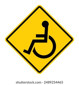 Handicapped Crossing warning road sign. Vector