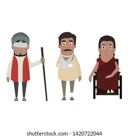 handicapped group of people vector illustration