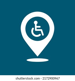 Handicapped icon in a blue map marker vector icon.