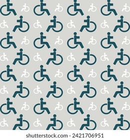 Handicapped icon blue repeating trendy pattern colorful vector illustration background