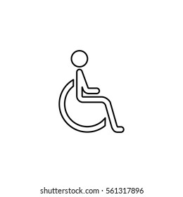 Handicapped and invalid line icon,  Human on wheelchair and disabled sign, vector graphics