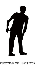 a handicapped man holding his knee and walking, silhouette vector