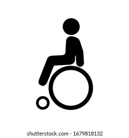 Handicapped man, invalid or stroll icon in black on an isolated white color background. EPS 10 vector.