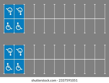 Handicapped Parking Area. Disabled Parking Space. Wheelchair Parking Space for Disabled People. Vector Illustration. 