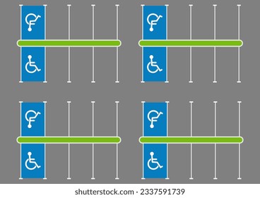 Handicapped Parking Area. Disabled Parking Space. Wheelchair Parking Space for Disabled People. Vector Illustration. 