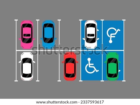 Handicapped Parking Area. Disabled Parking Space. Wheelchair Parking Space for Disabled People. Vector Illustration. 