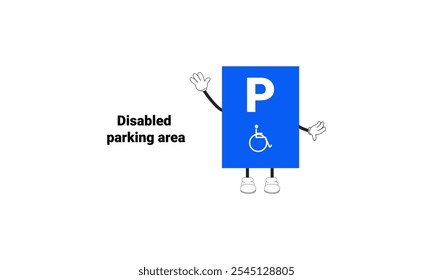 
Handicapped parking area sign graphic vector illustration with cartoon characters. Graphic design is suitable for children's education, story books, or traffic safety materials. vector illustration