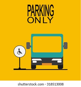 handicapped parking illustration over yellow color background