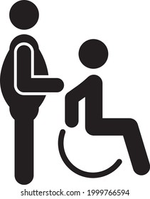 Handicapped patient icon. Disabled man vector icon.