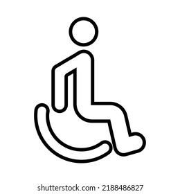 Handicapped patient icon. Line art style. Vector symbol isolated on white background