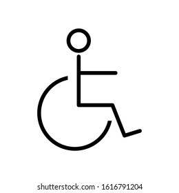 Handicapped patient line icon. linear style sign for mobile concept and web design. Disabled man outline vector icon. Symbol, logo illustration. vector graphics white background EPS Vector 