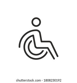 Handicapped patient line icon. linear style sign for mobile concept and web design. Disabled man outline vector icon. Symbol, logo illustration. Pixel perfect vector graphics