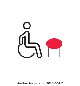 Behinderte Patientenzeilensymbol. lineares Stilzeichen für mobiles Konzept und Webdesign. Umriss-Vektorsymbol des Menschen deaktiviert. Symbol, Logo-Abbildung. Pixel perfekte Vektorgrafik
