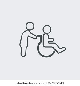 Handicapped patient vector icon illustration sign