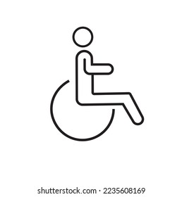 Handicapped person line icon. Disable man linear style sign for mobile concept and web design. accesibility weel chair outline vector icon. symbol, logo illustration. on white background.