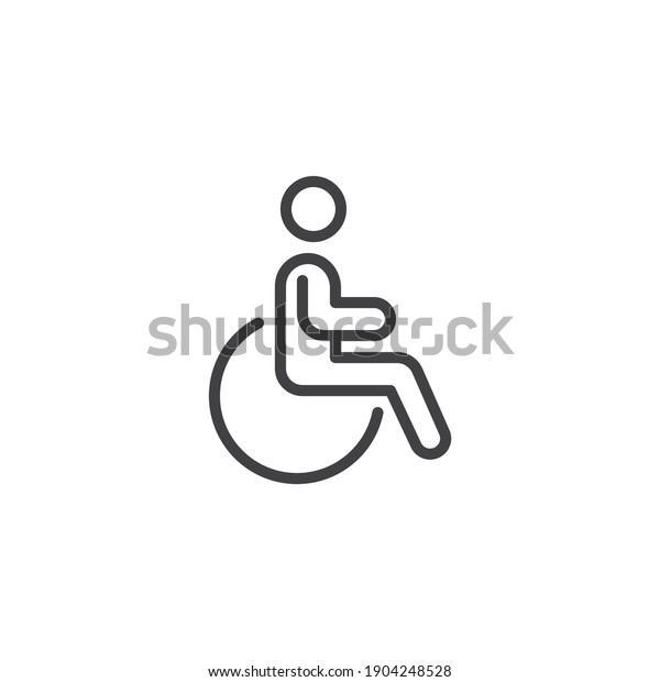 Handicapped\
person line icon. Disabled man linear style sign for mobile concept\
and web design. Accessibility wheelchair outline vector icon.\
Symbol, logo illustration. Vector\
graphics