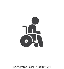 Handicapped person vector icon. filled flat sign for mobile concept and web design. Disabled man with wheelchair glyph icon. Symbol, logo illustration. Vector graphics